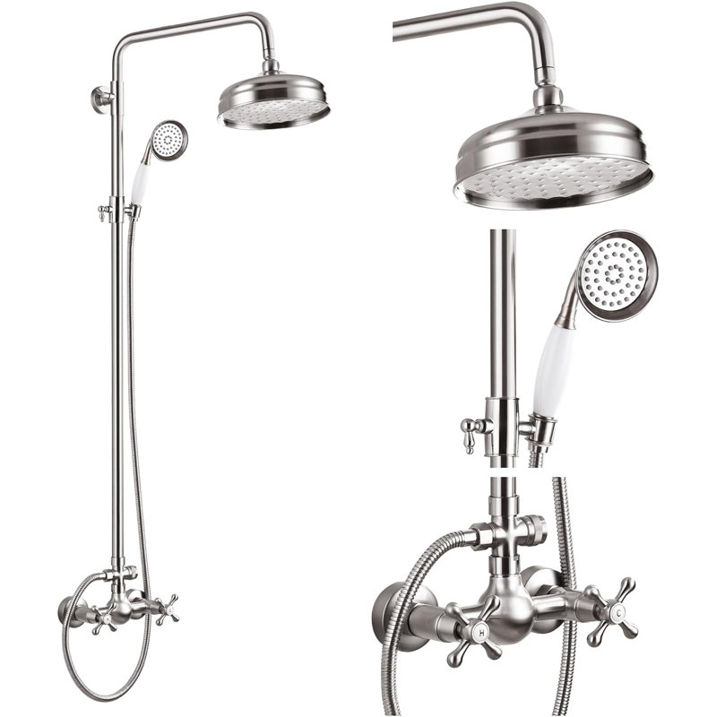 Diverter Complete Shower System with Rough in-Valve, Brushed Nickel