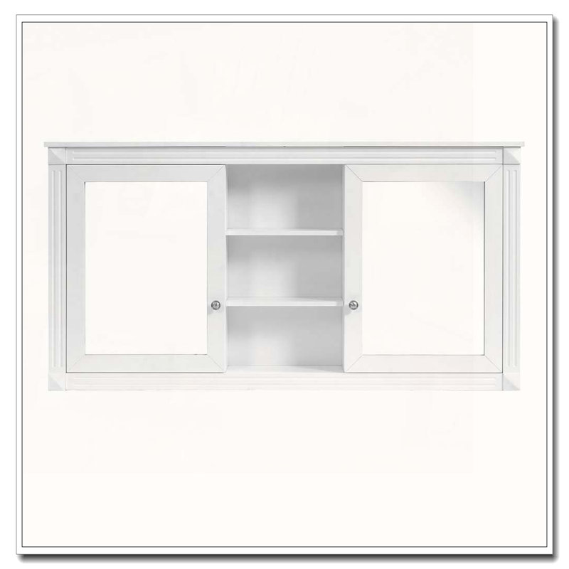 Armoire à miroir 55 pouces 2-en-1 à fixation murale, Blanc