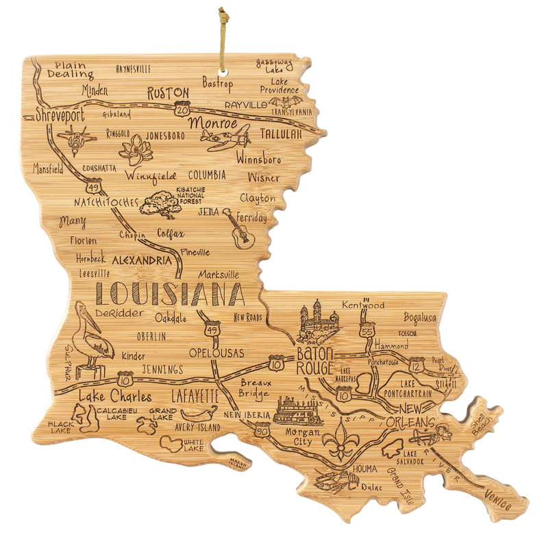 Totally Bamboo State Destination Series Bamboo Louisiana Cutting Board