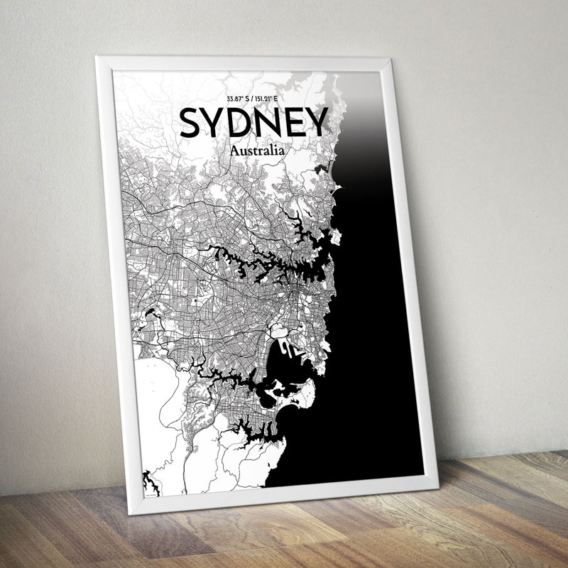 Sydney City Map - No Frame Print, 50.8cm H x 40.6cm W x 0.13cm D