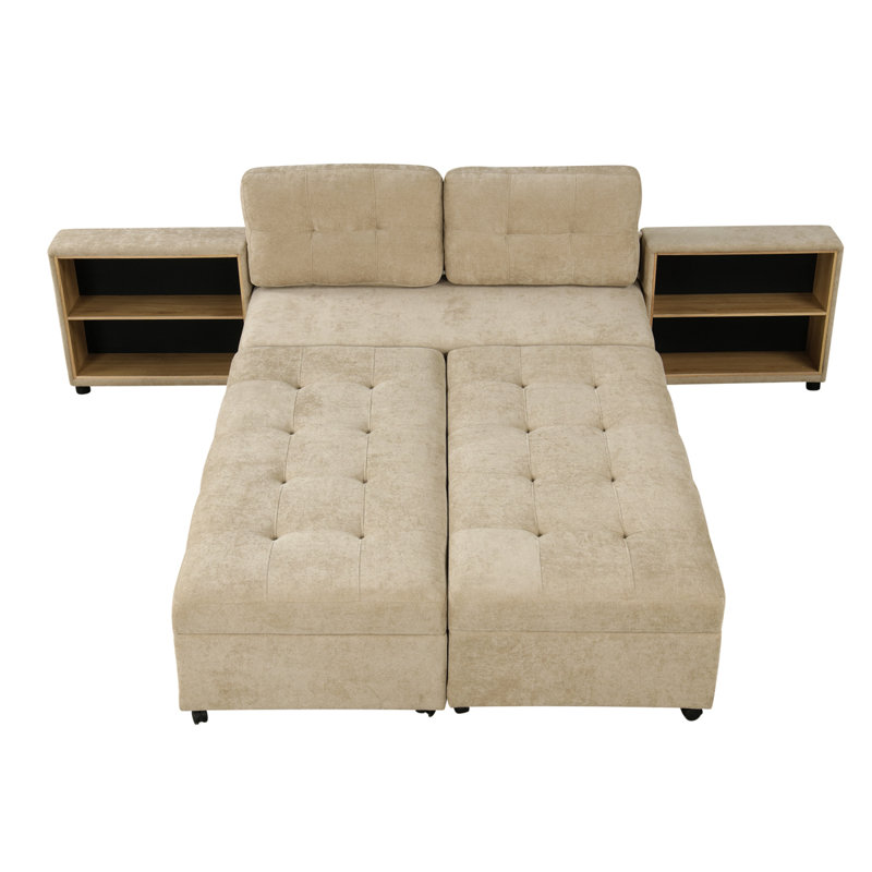 Canapé-lit modulaire avec deux rangements, Brun
