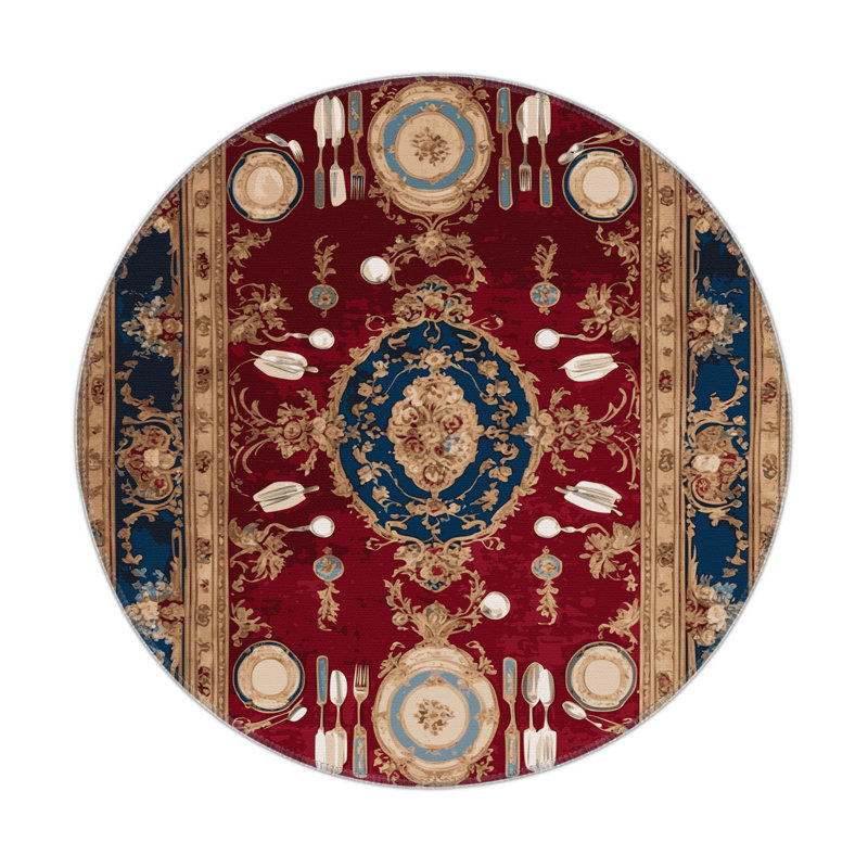 Tapis rouge français intérieur et extérieur, Rond 5 pi