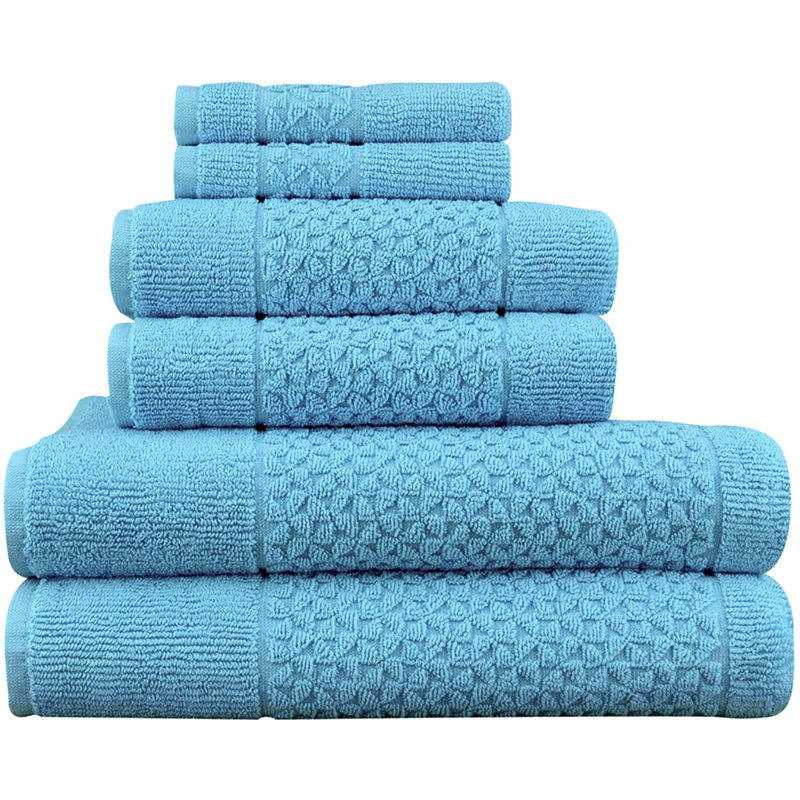 Otley Turkish Cotton Plush Jacquard Mulit-Size Set, Aqua