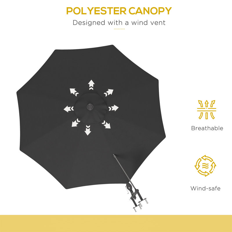 Brigston 292cm Tilt Wall Mount Parasol, Grey