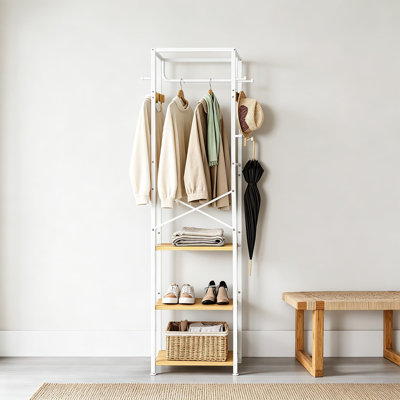 Freestanding Coat Rack with Shelves and Hooks, Hall Tree Storage for Entryway, Bedroom