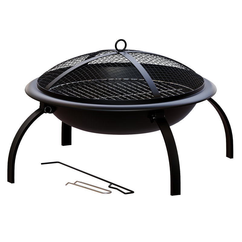 Abigaille Round Steel Smokeless Fire Pit, 37cm H x 64cm W x 56cm D