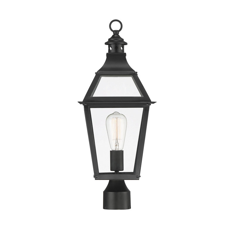 Savoy House Black and Gold Outdoor Post Lantern with Clear Glass