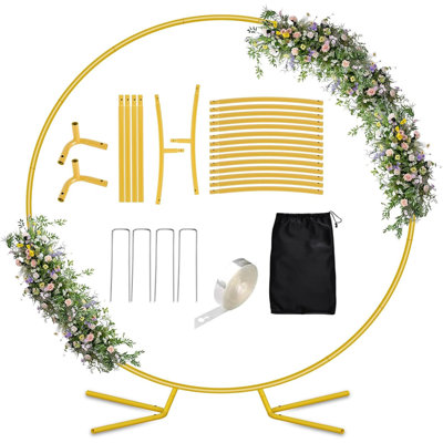 DIDADI, support d'arche ronde en métal, support d'arche de ballon de 6,6 pi pour les fêtes, arches de mariage en forme de cercle avec base de mise à niveau pour la décoration de fête d'anniversaire de fête de naissance