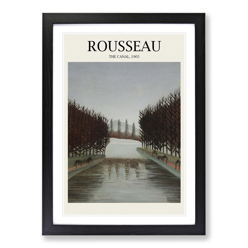 The Canal by Henri Rousseau - Picture Frame Painting, 36cm H x 27cm W x 2cm D, Black Framed