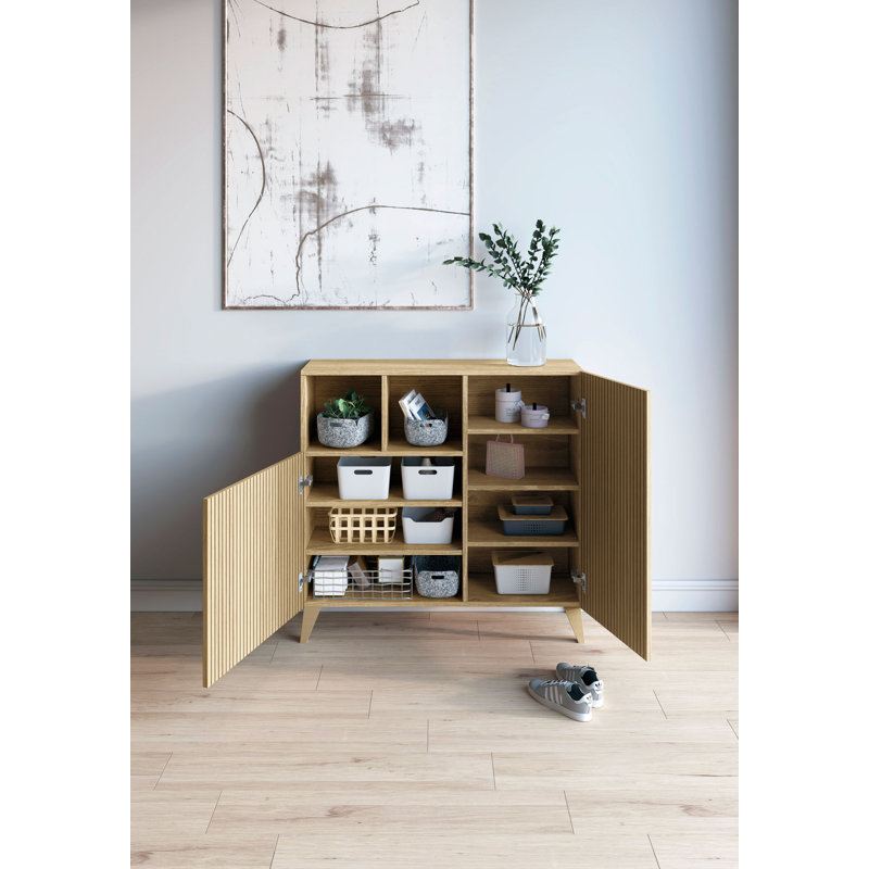 12 Pair Shoe Storage Cabinet, Oak