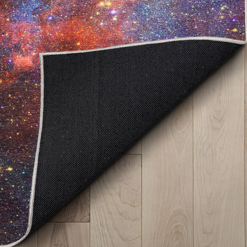  Celestial Space Supernova Modern Abstract Multi Color Flat-Weave 5'3" x 7'3" Area Rug