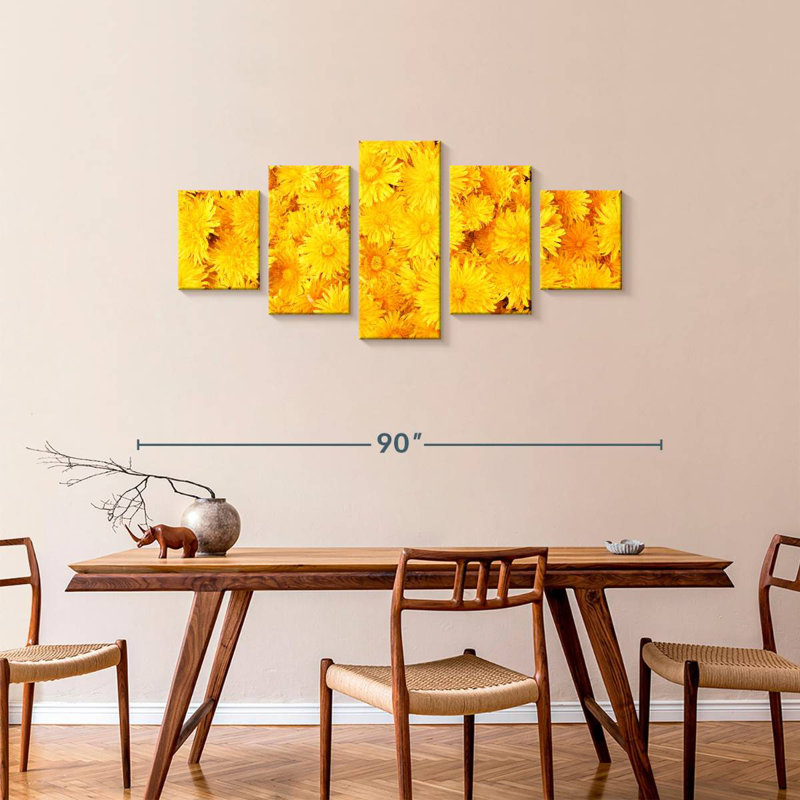 Yellow Hued Dandelions, H 34 po x l 74 po