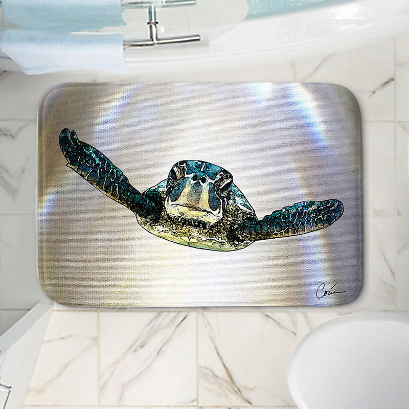 Tapis pour salle de bain en mousse à mémoire de bakke tortue corina, l 24 po x L 17 po x H 1 po