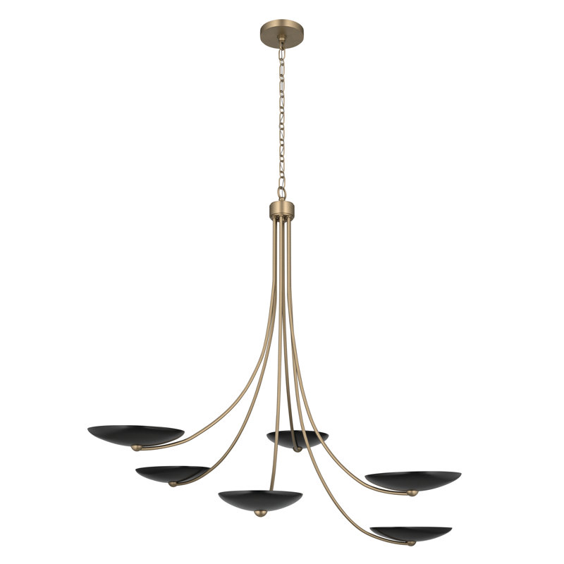 Palmela 45.75 inch 6-Light XL Chandelier in Champagne Bronze finish with Black outer shades, 4 Lights, Champagne Bronze/Black