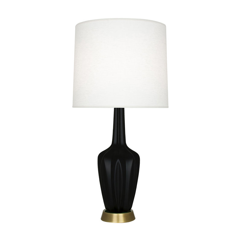 Petite lampe d'appoint Emma, H 30 po x l 6,25 po x P 15 po, Céramique / métal, Obsidienne mate émaillée