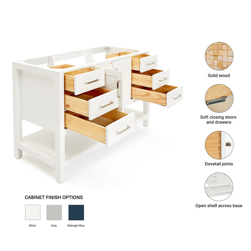 54'' W Single Bathroom Vanity Base, White