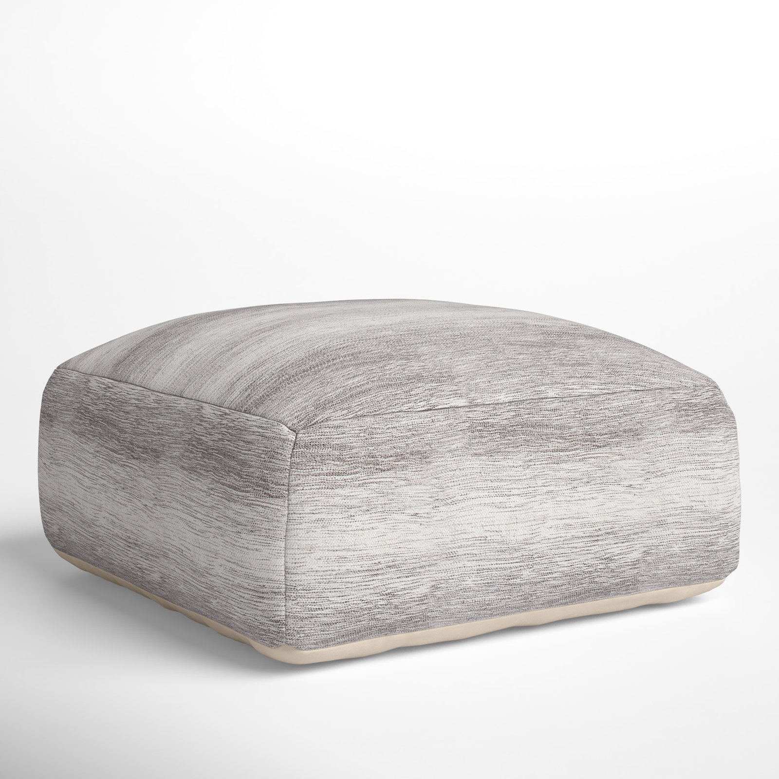 Talya 34" Cotton Upholstered Pouffe, Gray
