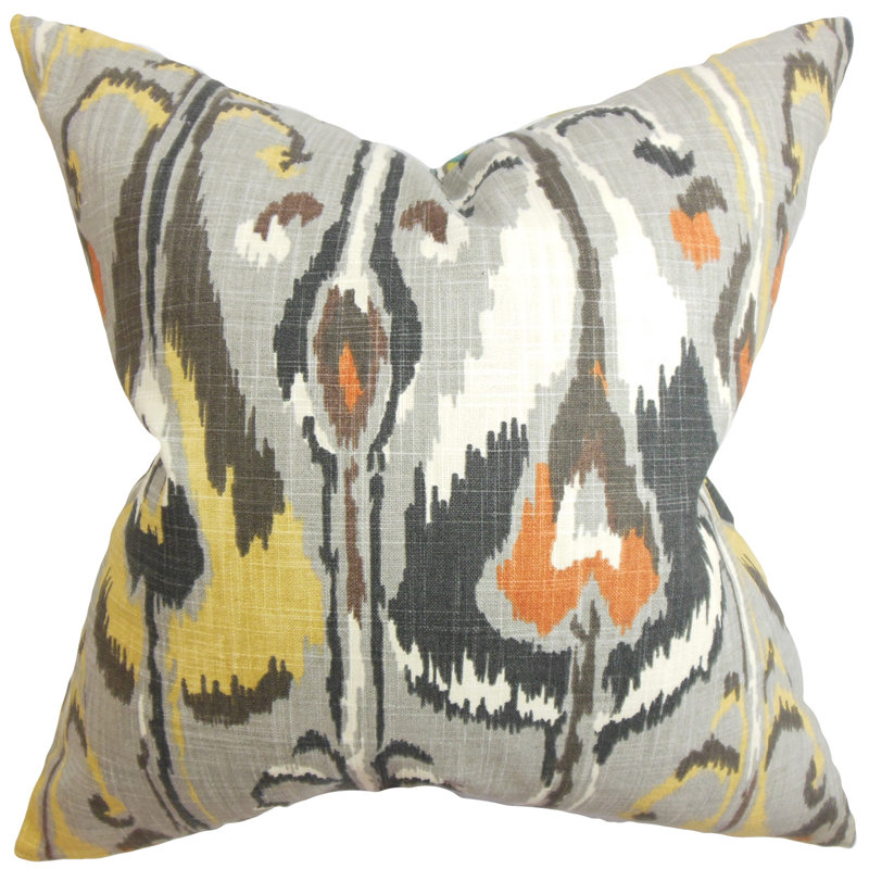 Gudrun Ikat Reversible Throw Pillow, Fuchsia, 24" H x 24" W, Down Blend