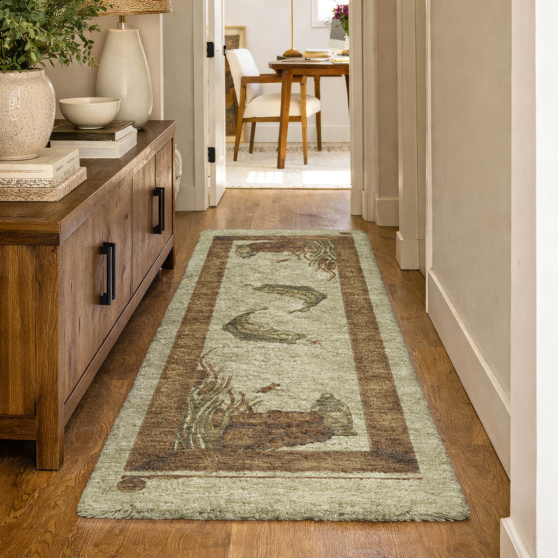 Premium Machine Washable Dream Shag ADS145 Fish Rug, 2'3" x 7'6" Runner