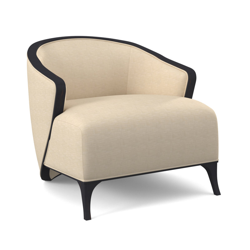 Fauteuil demi-tonneau Penegrine, Ébène vintage, Lin UV-Rollo