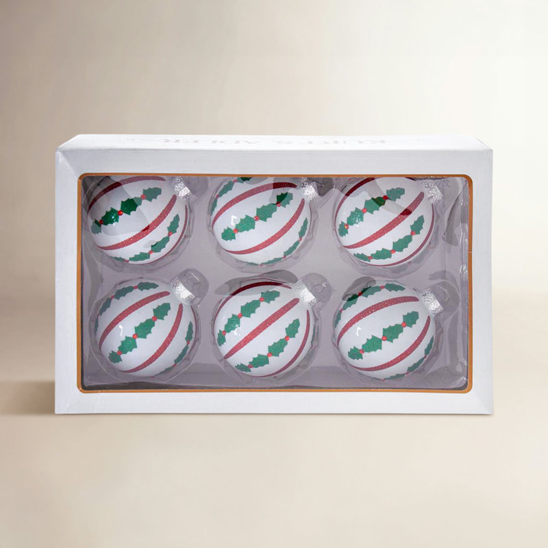 3.15'' Striped Glass Christmas Ball Ornament