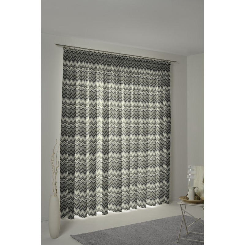 Kurtus Pencil Pleat Room Darkening Single Curtain, Dark Green/Black/Grey, 132 W x 245 D cm