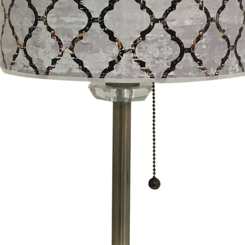 Ensemble de lampe de table 28" marocain tile Miceli, Laiton antique, Crème