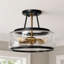 Plafonnier semi-encastré noir Modern Farmhouse, 11,8 po Plafonnier de cuisine plaqué or 3 lumières avec verre bullé