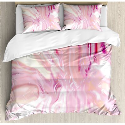 Marble Watercolor Brushstroke Style Hazy Mixed Colors in Murky Artistic Display Duvet Cover Set -  Ambesonne, nev_37012_king