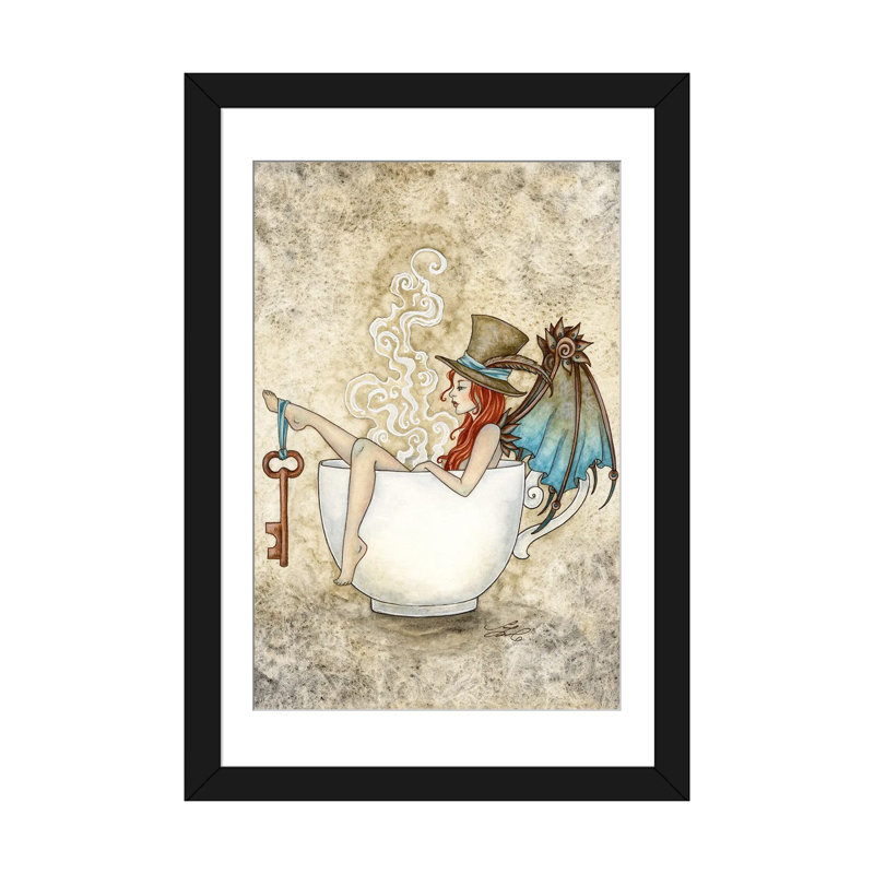 Steam Bath, 32" H x 24" W x 1" D, White, Black Open Corner Framed Paper