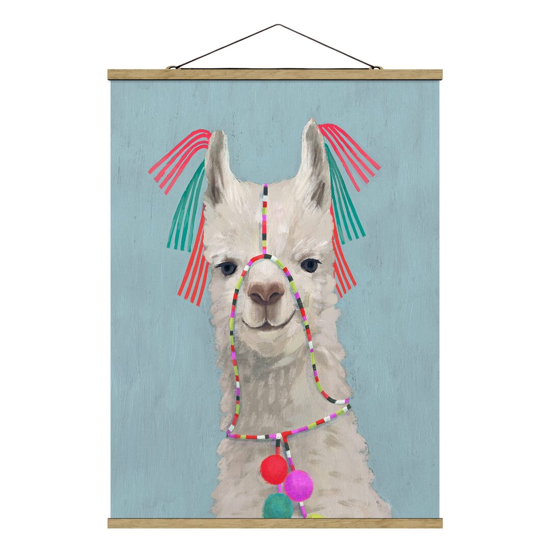 Gerahmtes Poster Llama mit Schmuck II