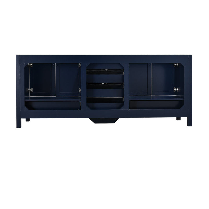 Render 84'' Double Bathroom Vanity With Engineered Stone Top, Blue