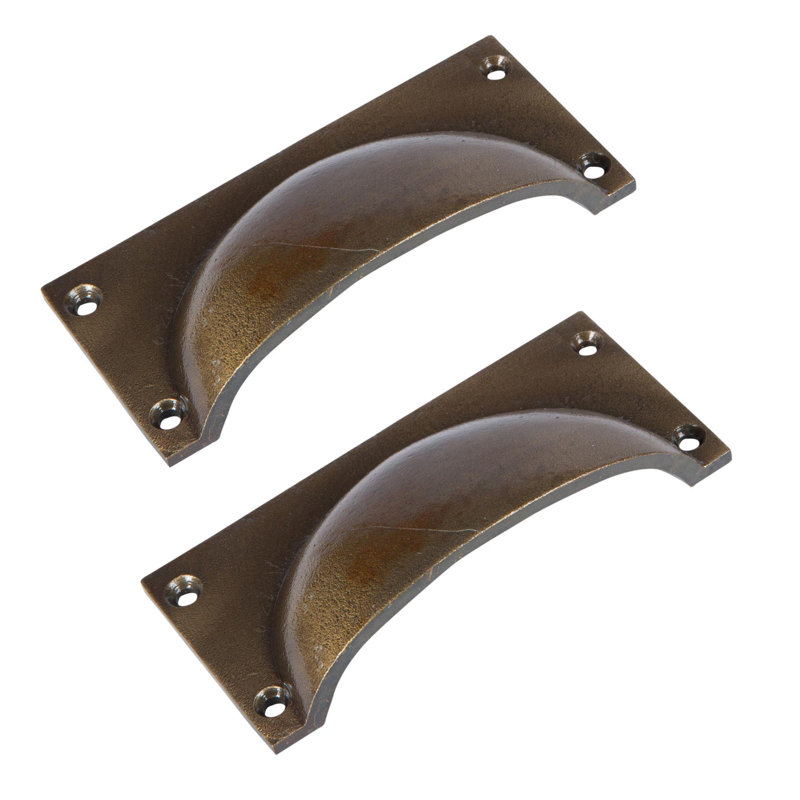 Hammer & Tongs - Rectangular Cabinet Cup Handle - W105mm x H50mm - Brass