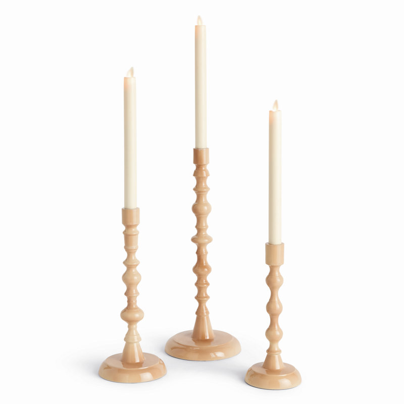Eclat Enamel-Coated Aluminum Taper Holders in Cream, Cream