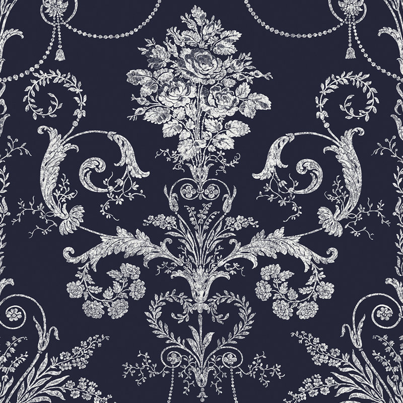 Laura Ashley Josette Wallpaper Roll, Midnight