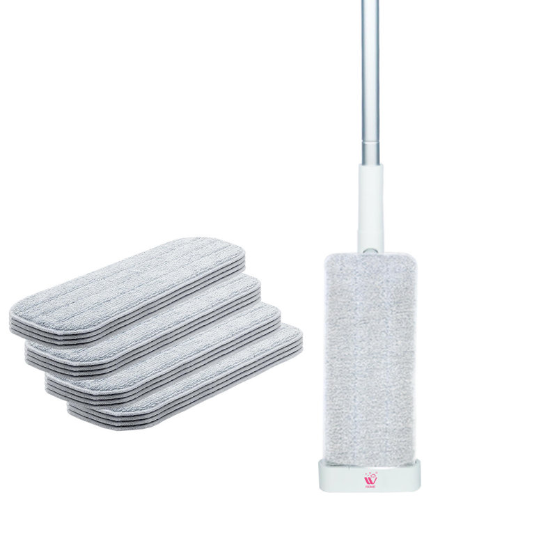 Recharge pour vadrouille plate sans lavage à la main W Home, tampons réutilisables pour vadrouille en microfibre, gris