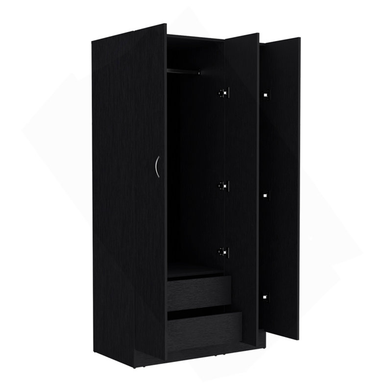 Garde-robe Erie, chambre à coucher, noir, Noir