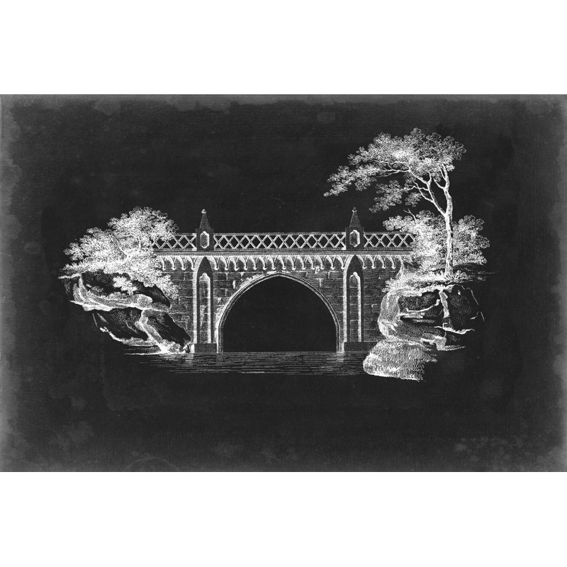Bridge Schematic I - Graphic Art, 30 cm H x 46 cm W,  Black Floater Framed