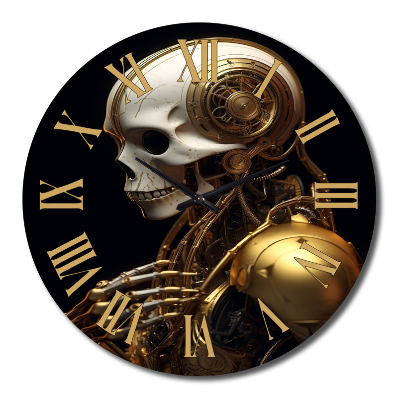 Golden Android Robot - Folk Religion Wall Clock, Large