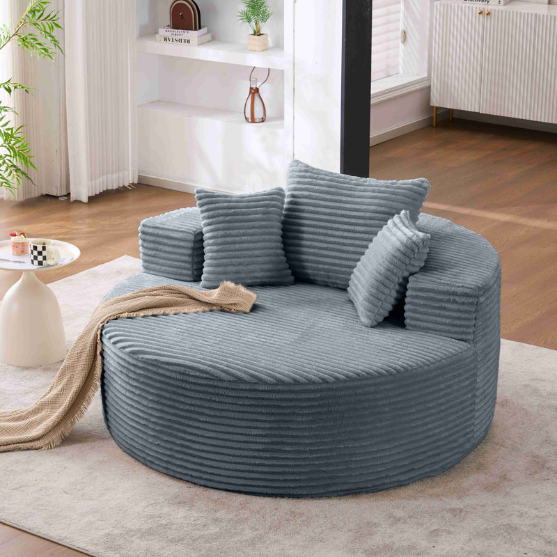 Fauteuil d'appoint, canapé simple rond de 55 po, fauteuil-lit moderne moelleux pour le salon, la chambre à coucher, le salon et la salle de projection, aucun assemblage requis