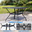 Table de salle à manger d'extérieur 37,6 po avec trou de parasol réglable, table carrée en filet, capacité de poids de 400 lb, pour terrasse, balcon, bistro, noir