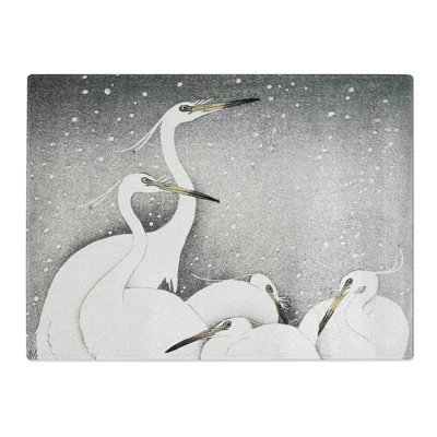 Group Of Egrets By Ohara Koson  Glass Chopping Board