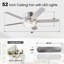 Ventilateur de plafond encastré à intensité variable de 52 po avec 3 lumières DEL CCT, pales en bois à double face, moteur CC réversible à 6 vitesses, minuterie, télécommande et contrôle d'apps