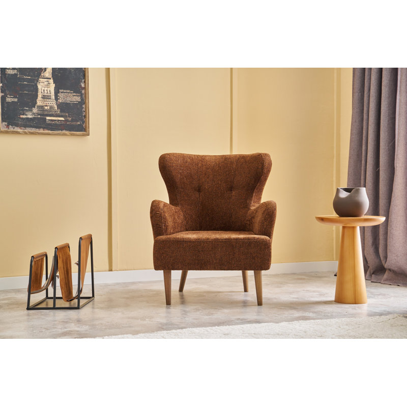Fauteuil à oreilles, Mélange de polyester brun Nampreet