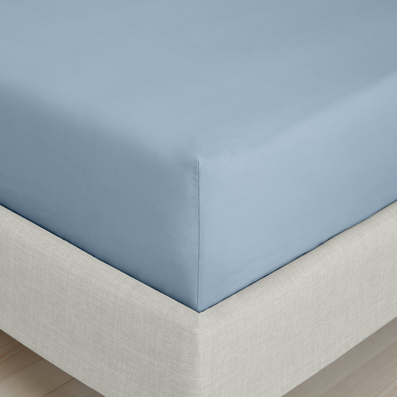 200 Thread Count 100% Cotton Extra Deep Fitted Sheet, Blue, Kingsize (5')