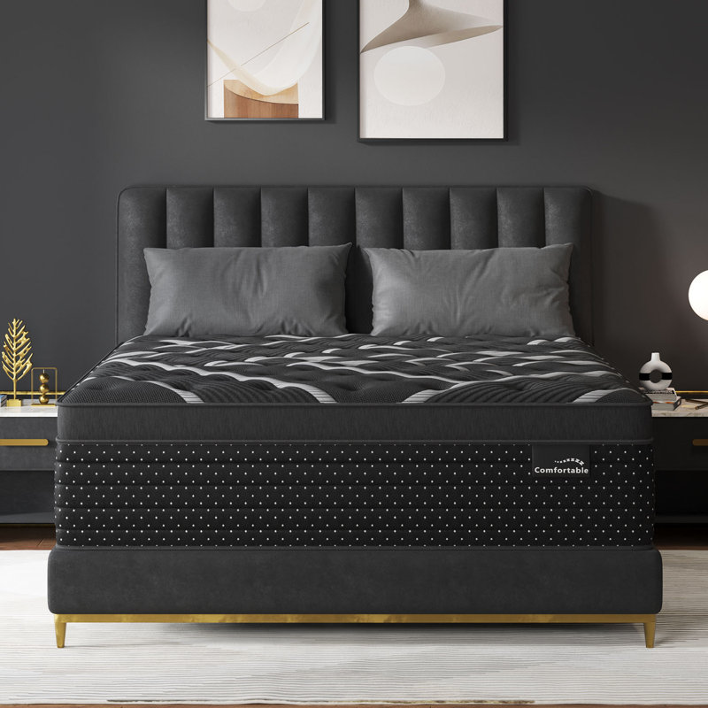 12/14'' Medium-Firm Hybrid Mattress with Cooling Gel Memory Foam, Individually Wrapped Pocket Coils, Pressure Relief, Motion Isolation, Breathable Edge Support, Bed in a Box