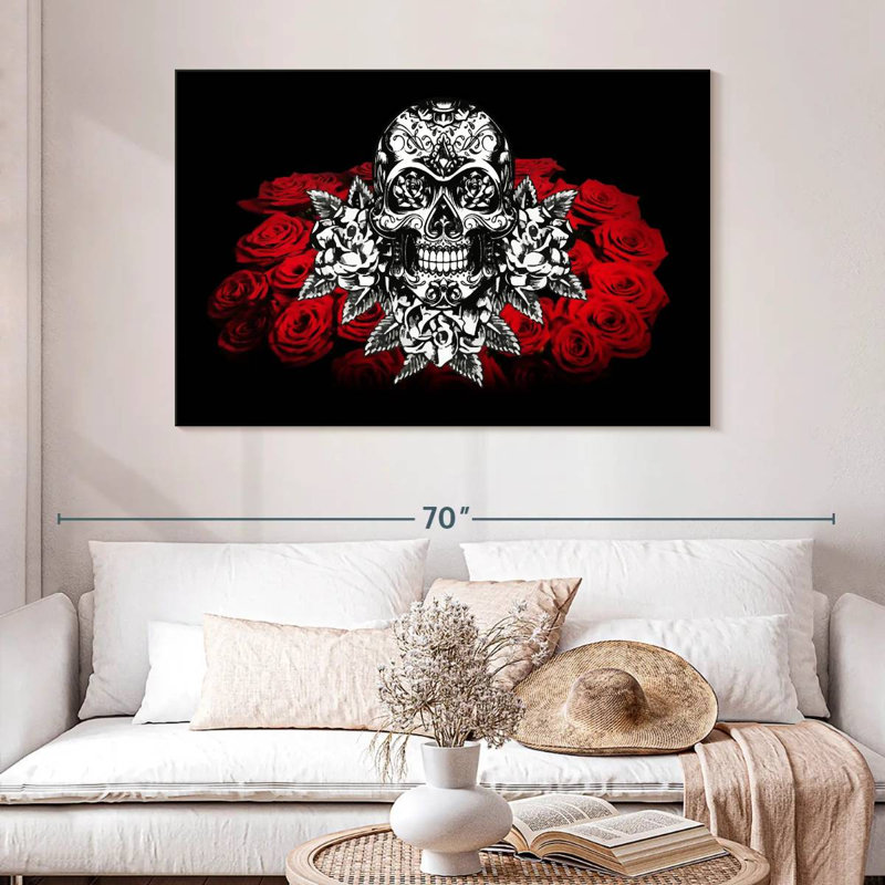 Hitzel Floral Skull, 32" H x 48" W