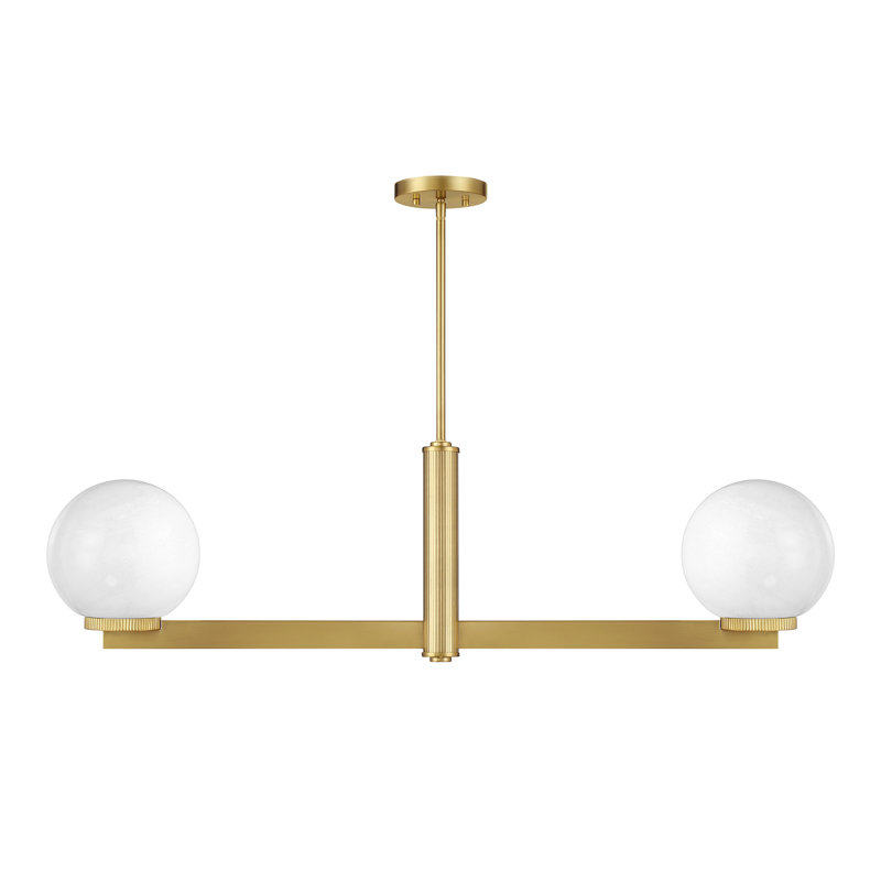 Oshra 2-Light Linear Chandelier in Natural Brass, Natural Brass