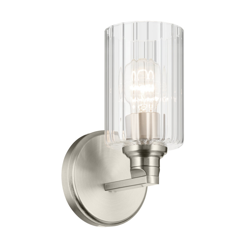 9.5" 1-Light Wall Sconce with Glass, Clear, Brushed Nickel