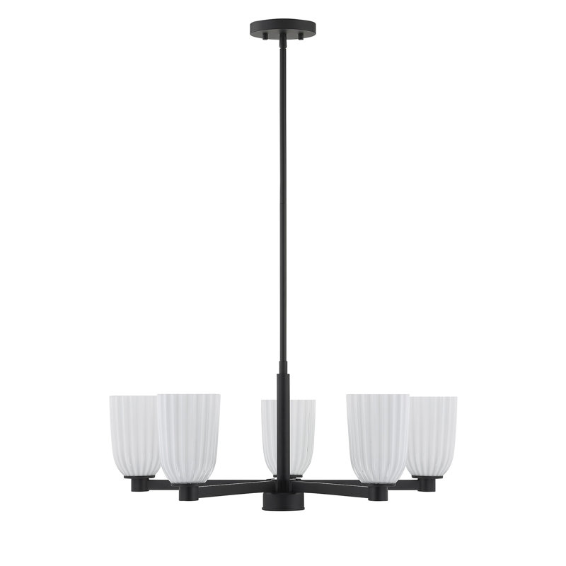 Lustre 5 lumières Aldegonde en noir mat, Matte Black
